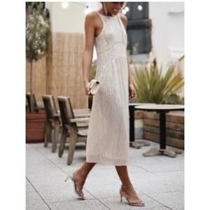 Zara Sequins Party Dress Maxi Length Blush Color Size Small Sleeveless